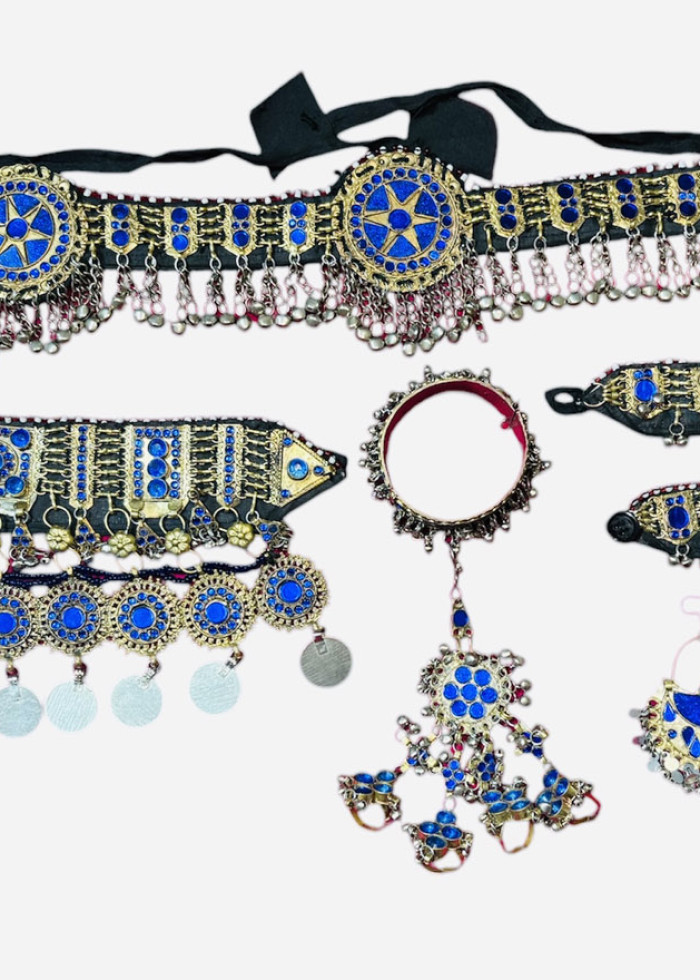 Afghan blue full jewellery set 8 PCs, Blue